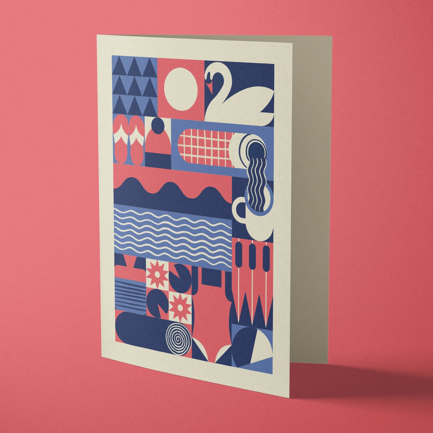 Wild Swimming Geometric Reusable Art Card
