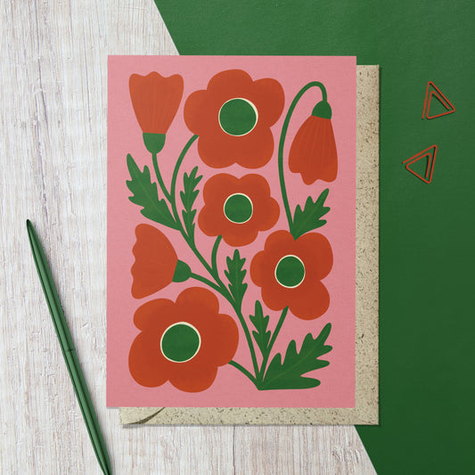 Corn Poppy Reusable Art Card