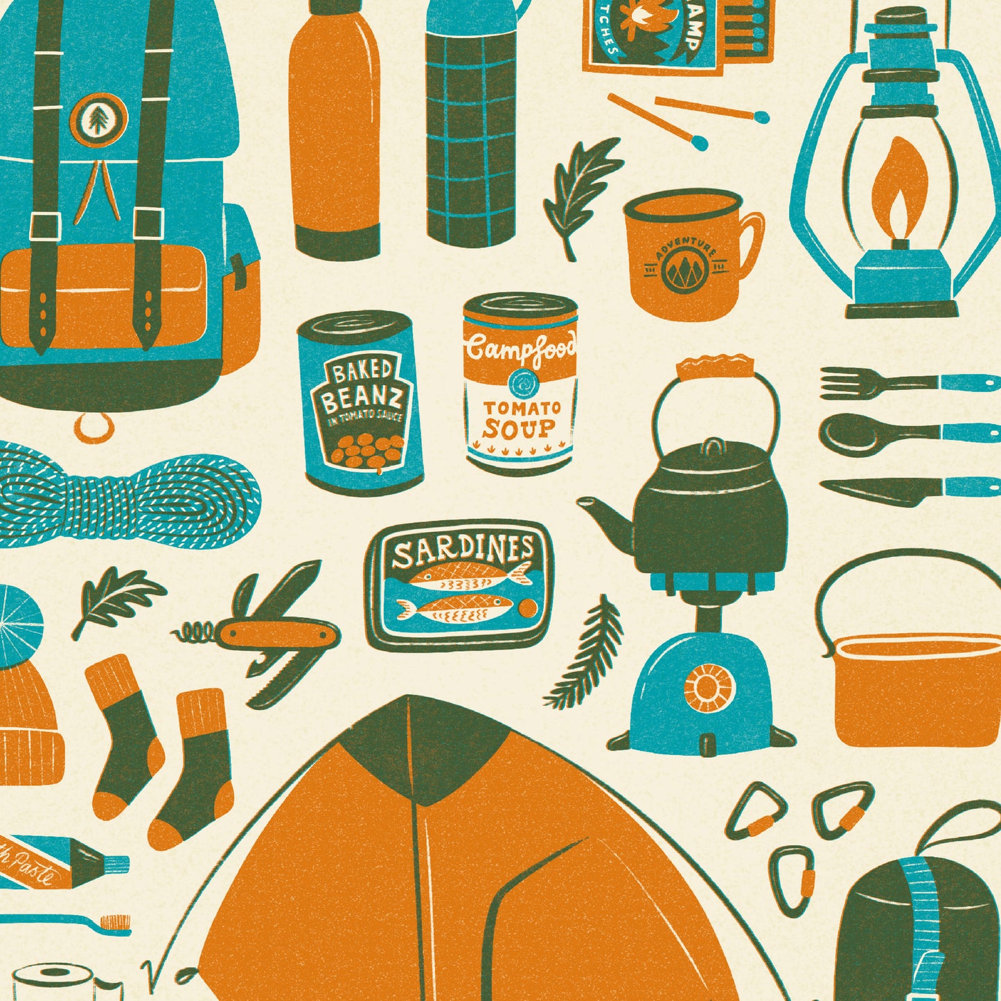 Wild Camping Kit Art Print