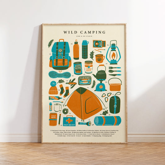 Wild Camping Kit Art Print