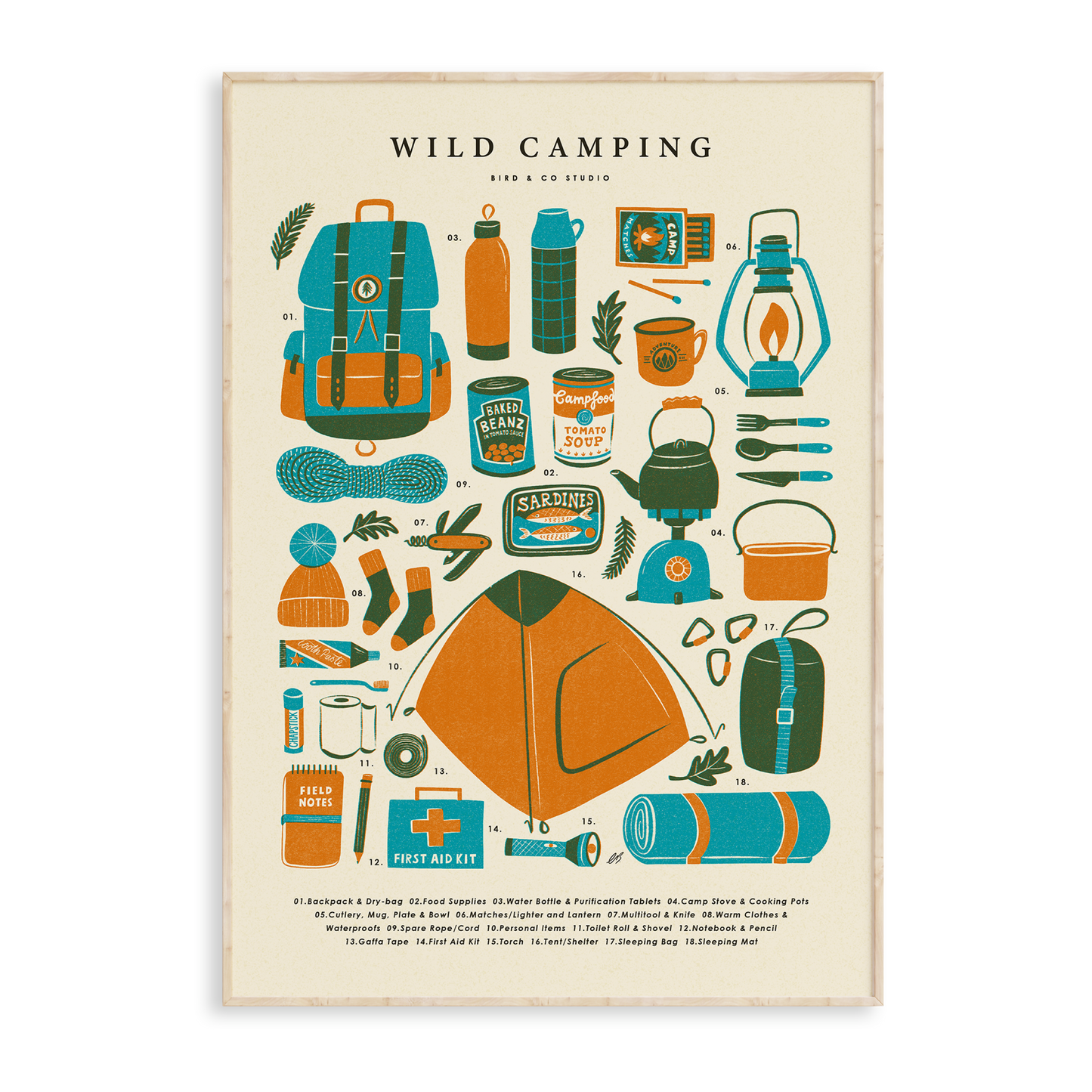 Wild Camping Kit Art Print
