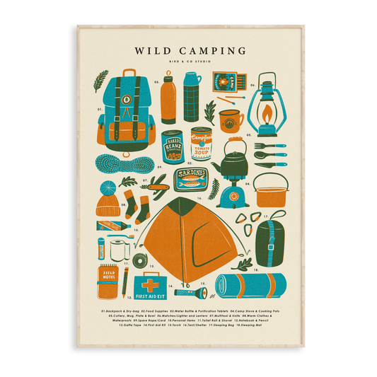 Wild Camping Kit Art Print