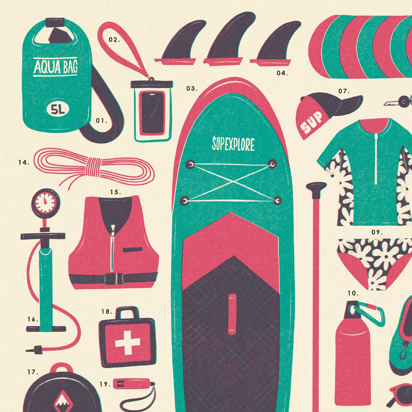 Paddle Boarding Kit Art Print
