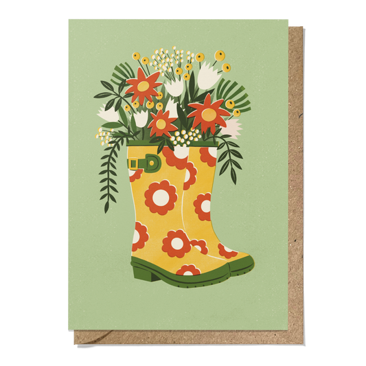 Spring Wellies Greeting Card