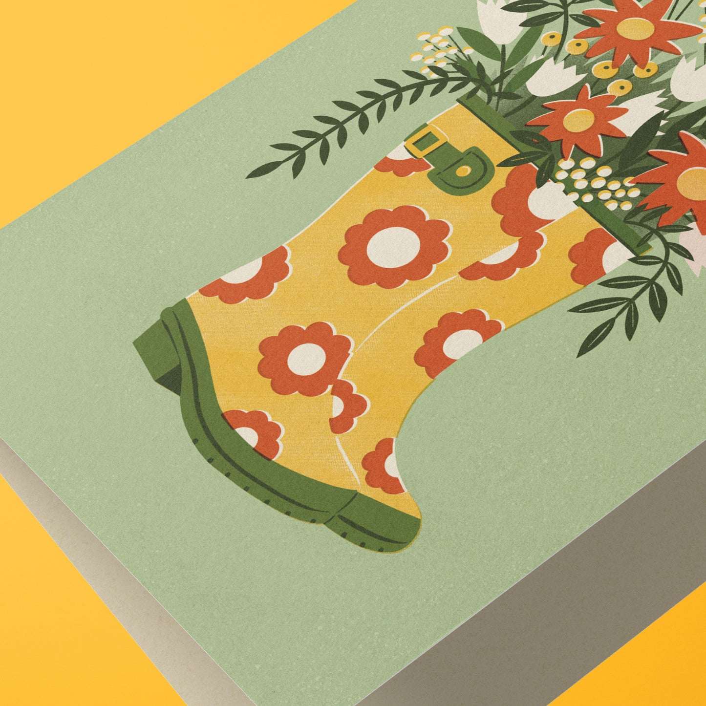 Spring Wellies Greeting Card