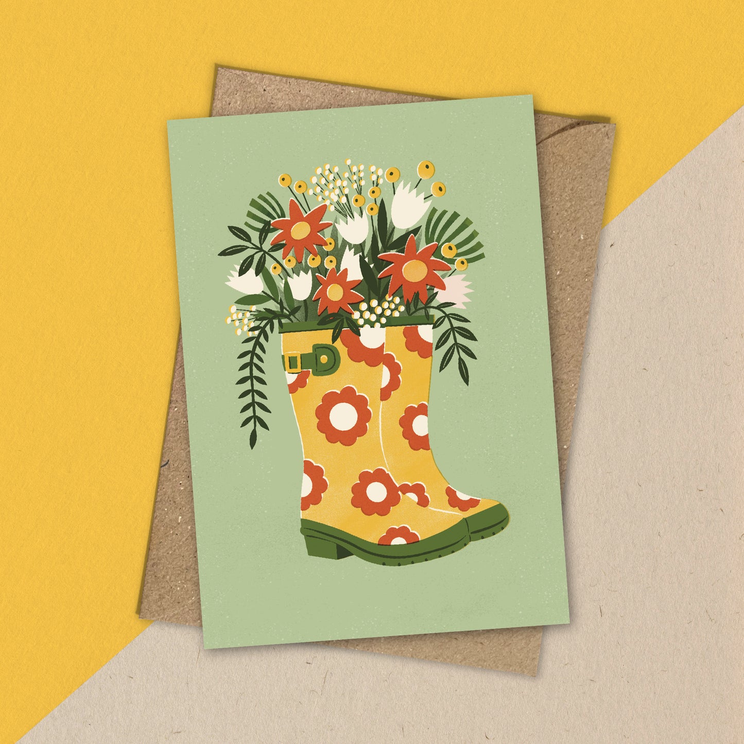Spring Wellies Greeting Card