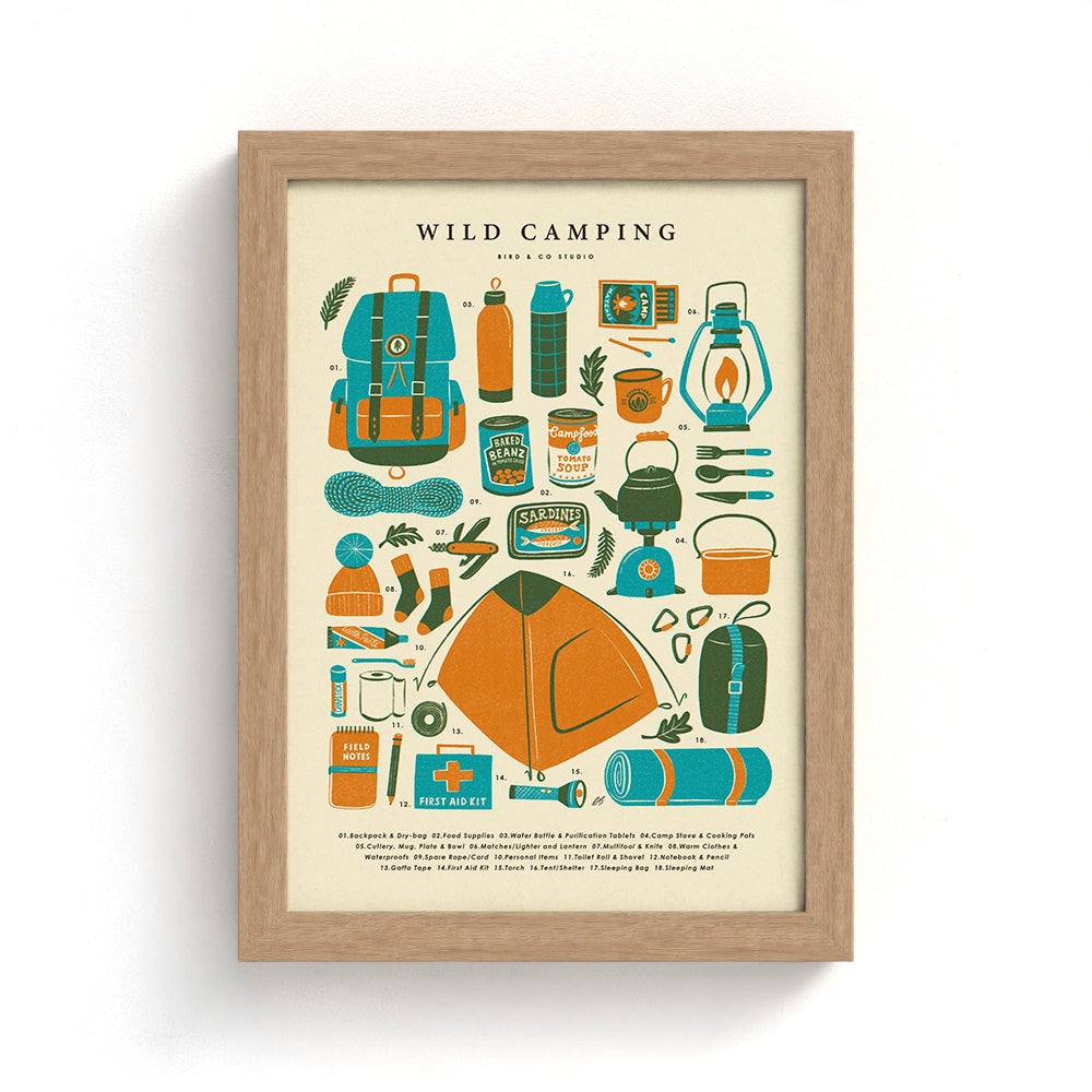 Wild Camping Kit Art Print