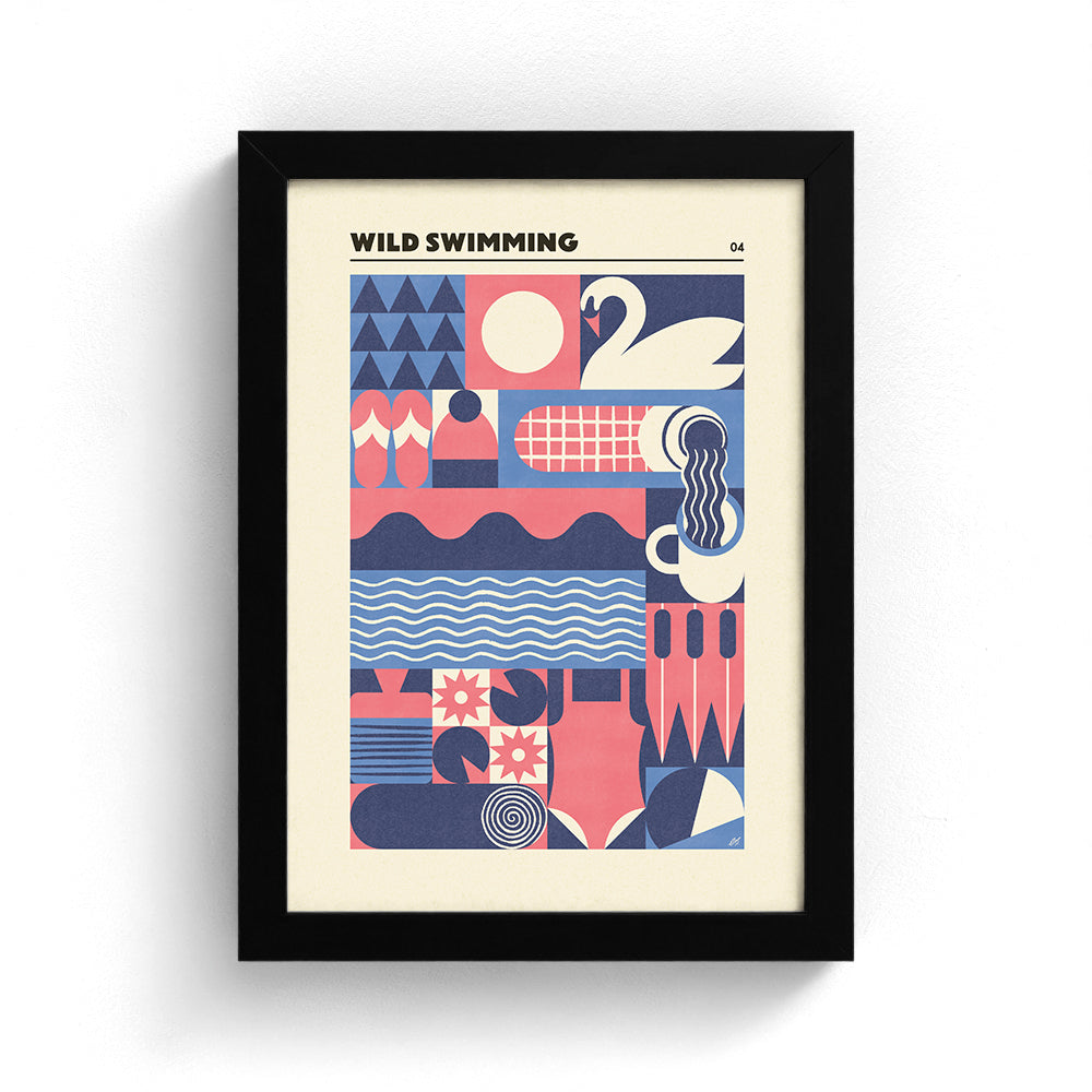 Wild Swimming Geometric Art Print