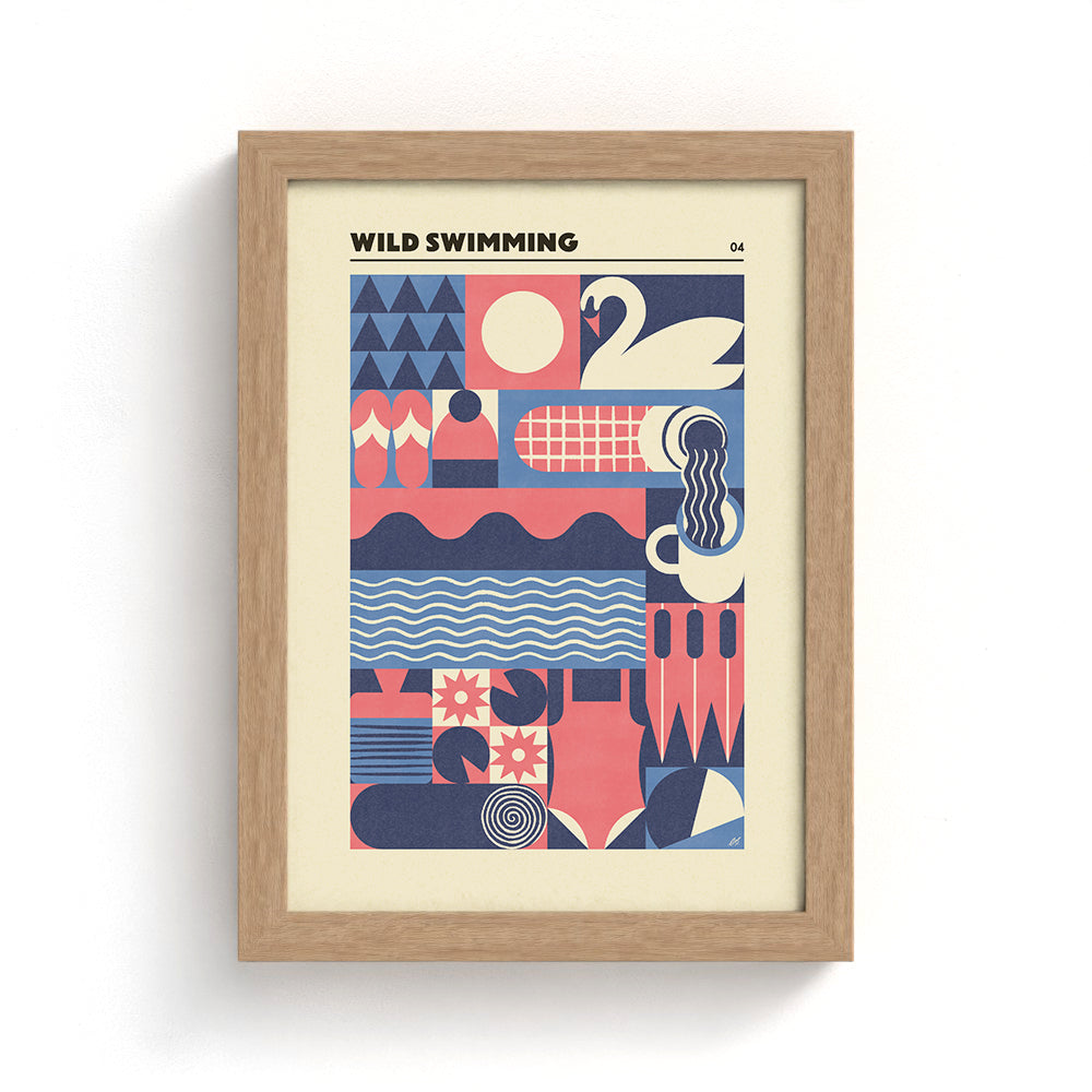 Wild Swimming Geometric Art Print