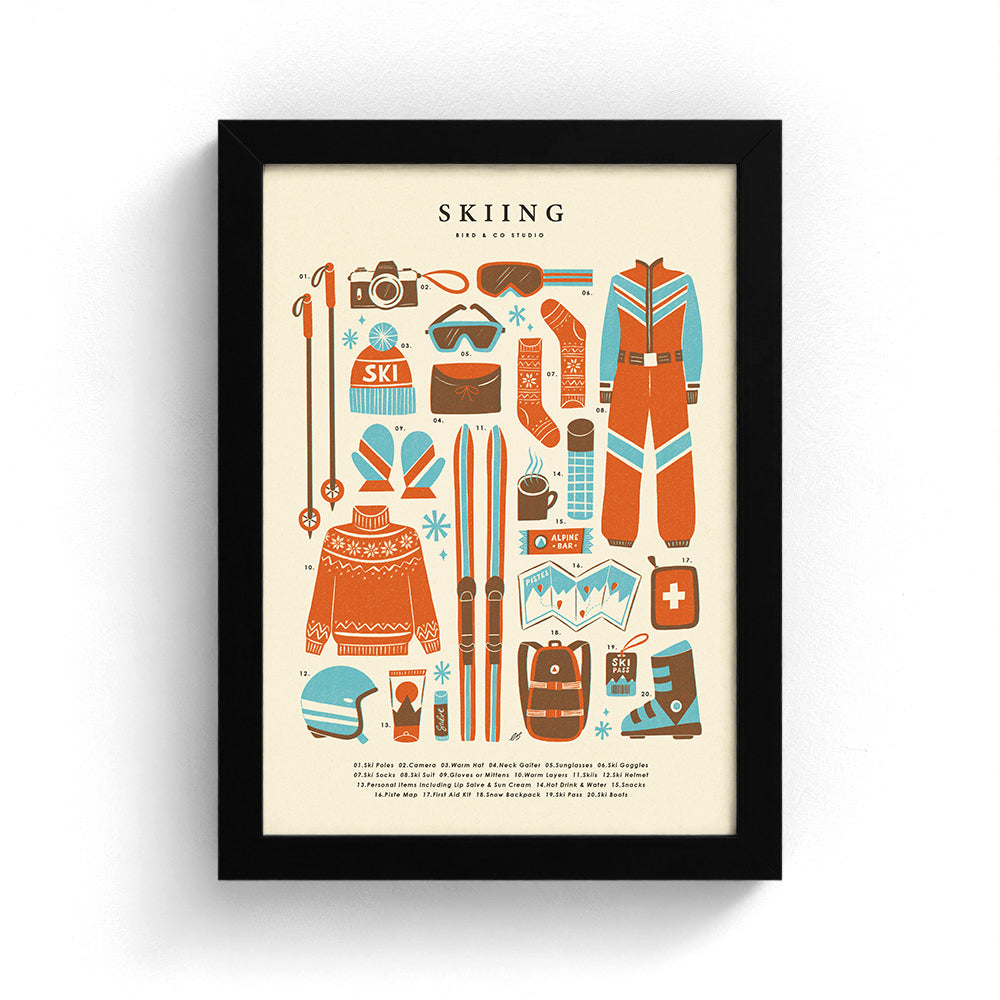 Skiing Kit Art Print