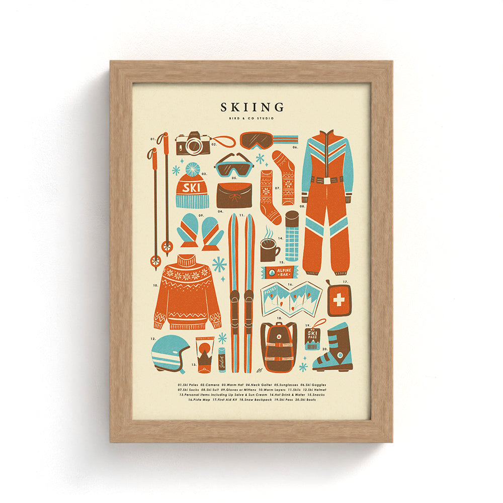 Skiing Kit Art Print