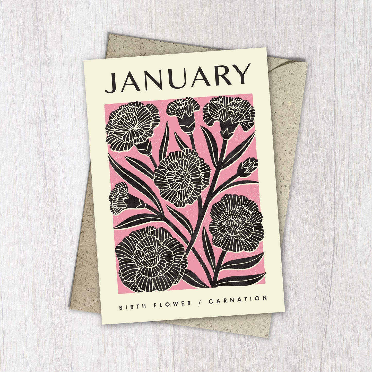 January Carnation Reusable Art Card