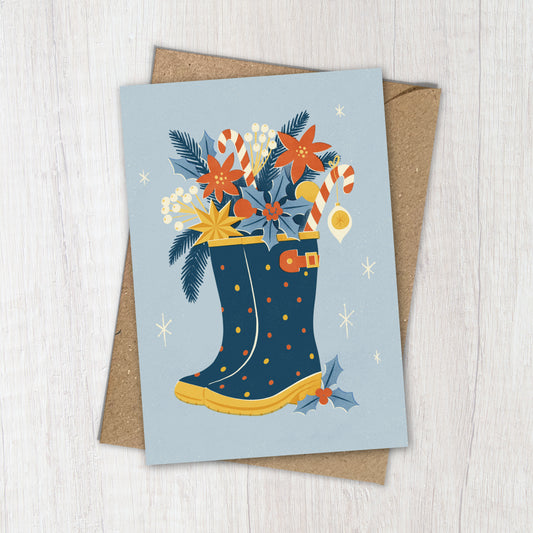 Festive Wellies Christmas Card