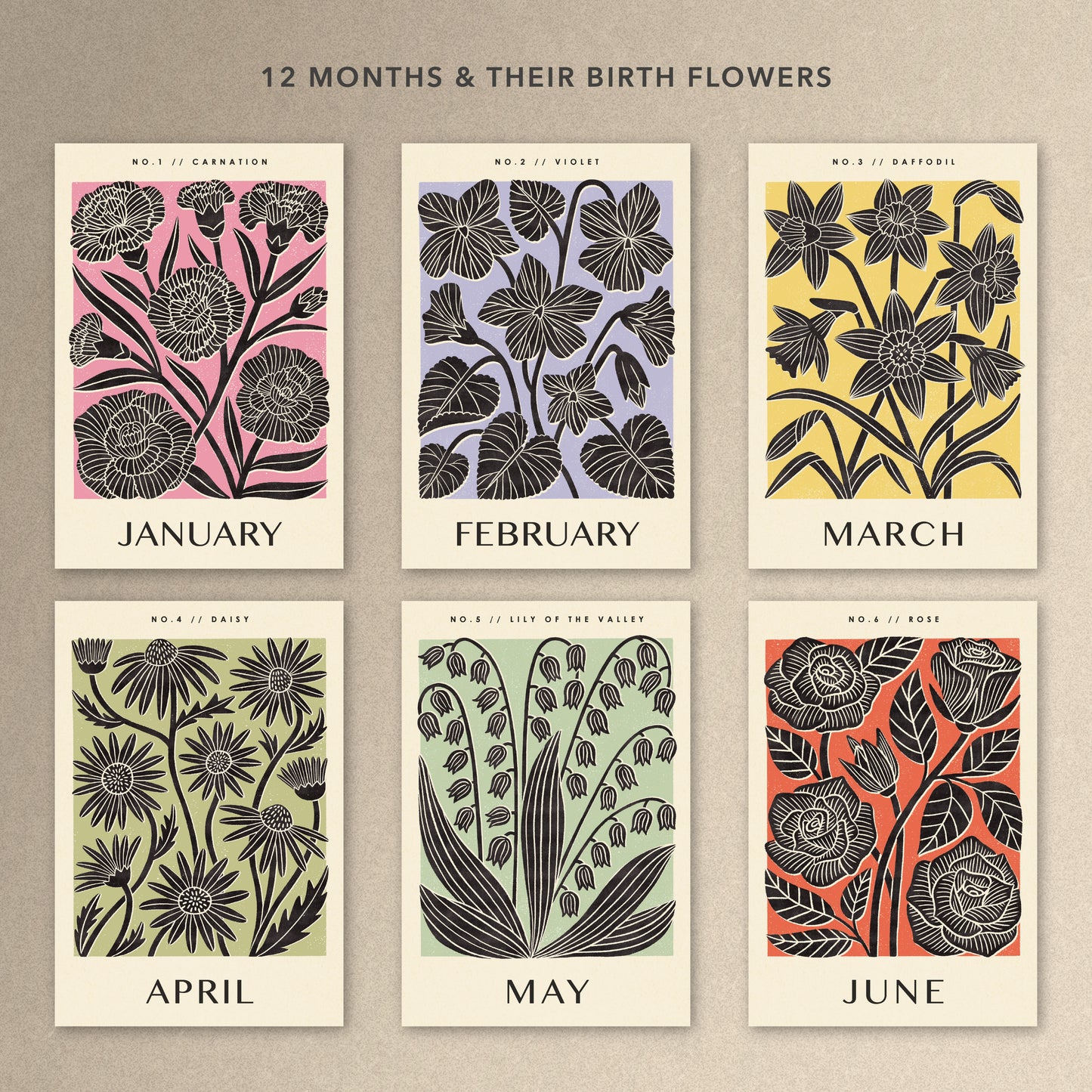 Birth Flower Perpetual Slim Wall Calendar
