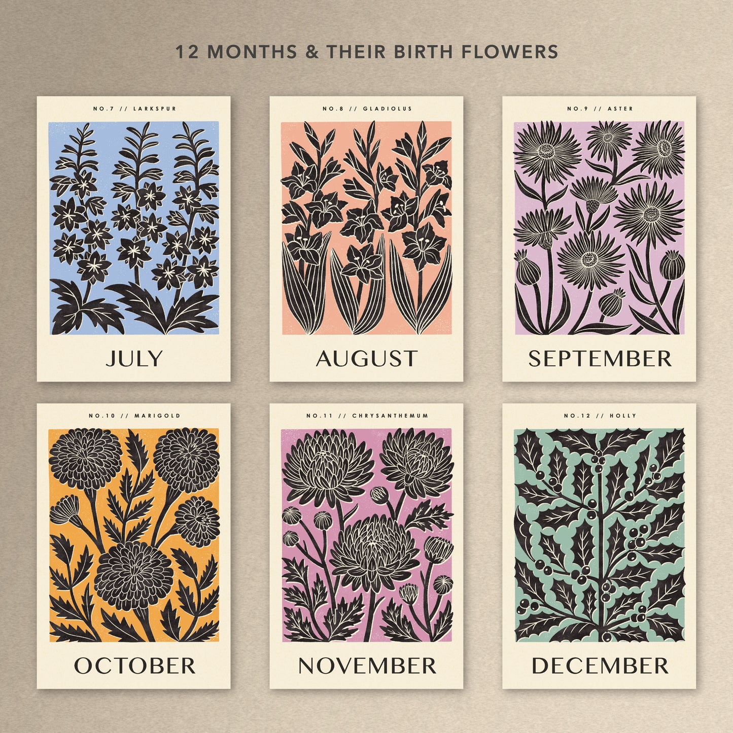 Birth Flower Perpetual Slim Wall Calendar