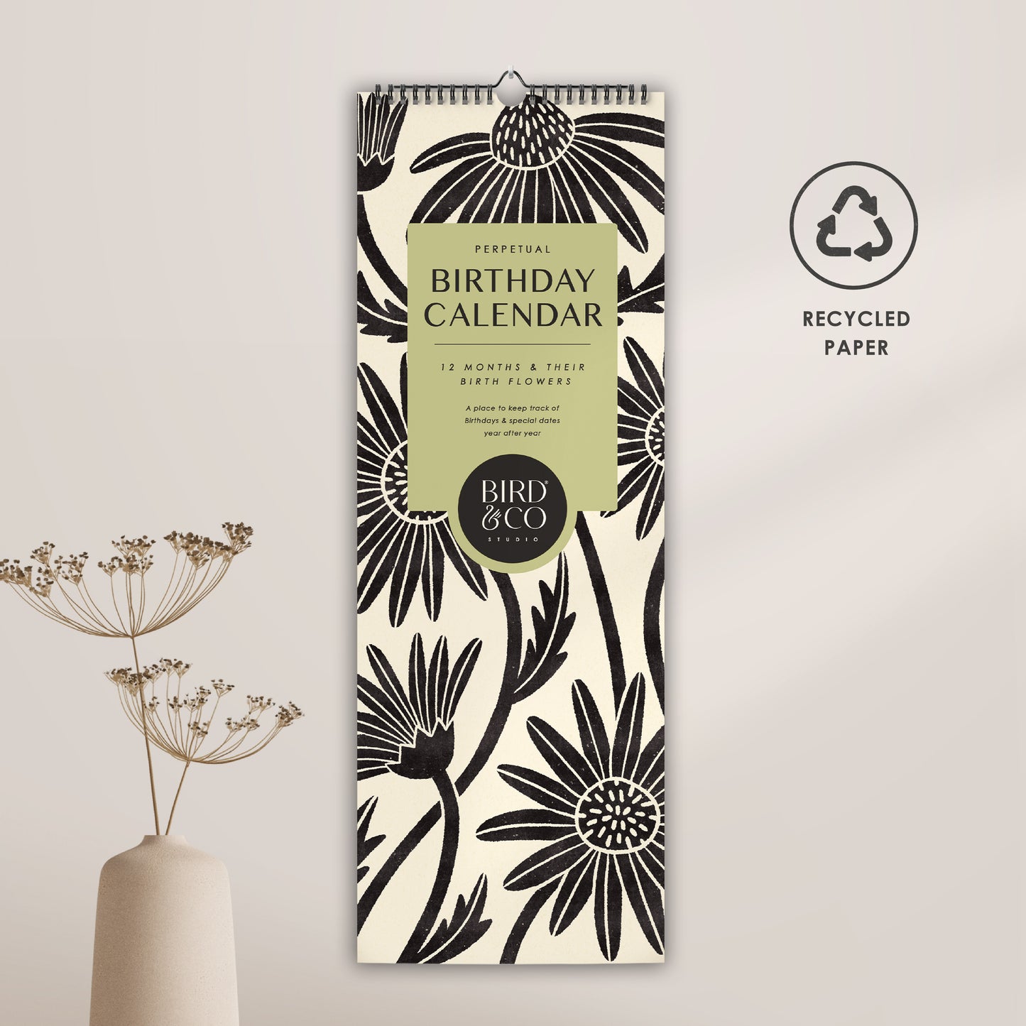 Birth Flower Perpetual Slim Wall Calendar