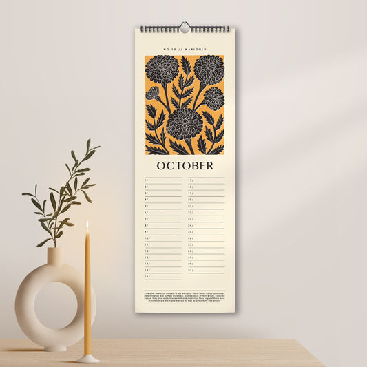 Birth Flower Perpetual Slim Wall Calendar