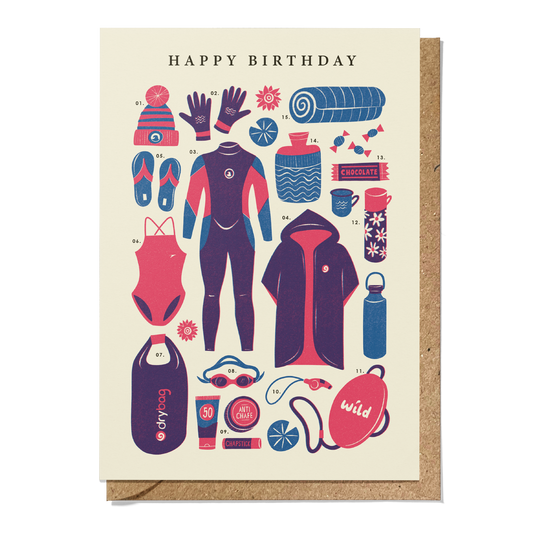 Wild Swimming Kit Birthday Card