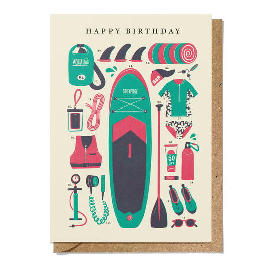Paddle Boarding Kit Birthday Card