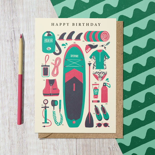Paddle Boarding Kit Birthday Card