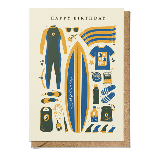 Surfing Kit Birthday Card