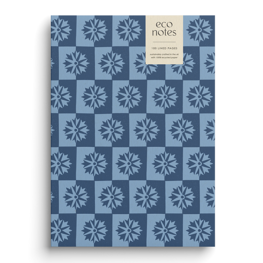 Cornflower Check Wildflower Recycled Notebook