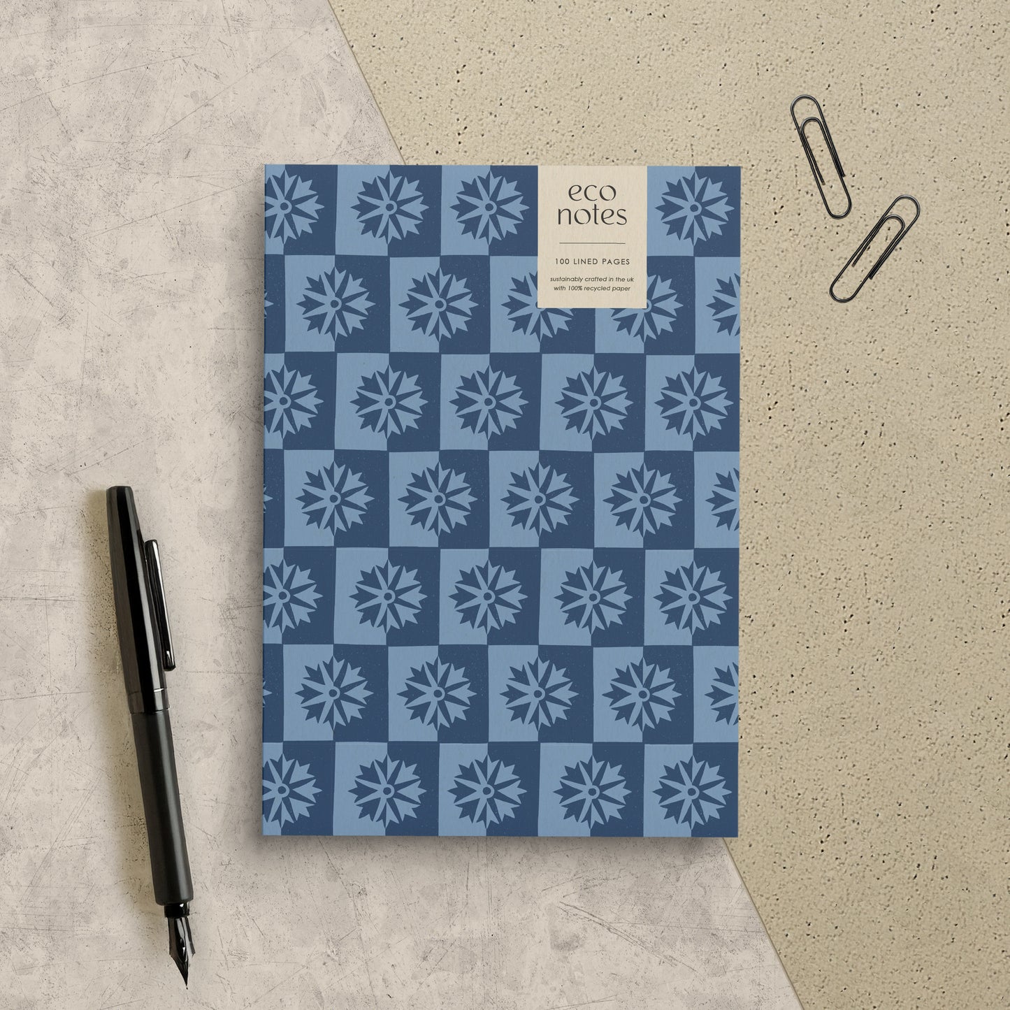 Cornflower Check Wildflower Recycled Notebook
