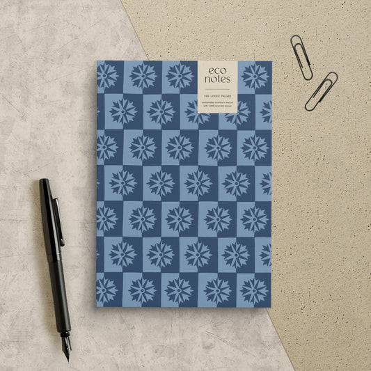 Cornflower Check Wildflower Recycled Notebook