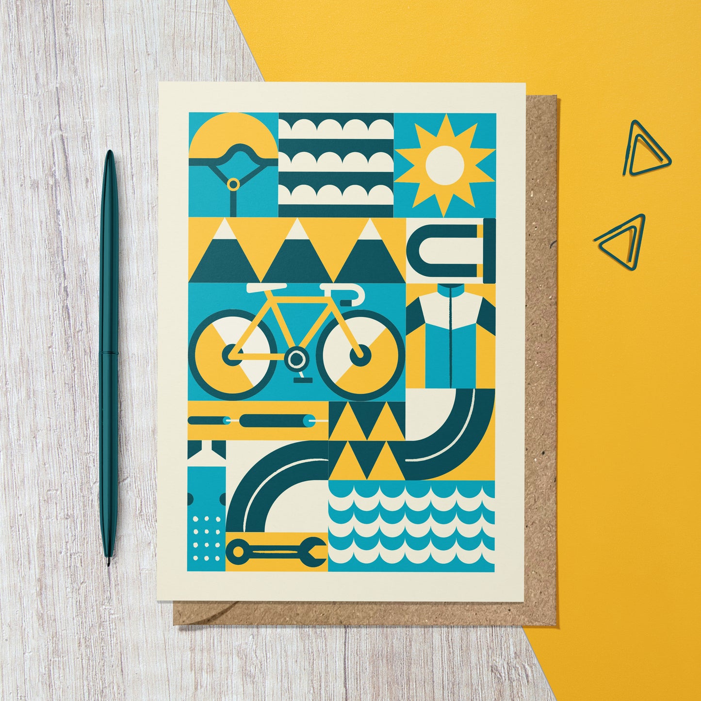 Cycling Geometric Reusable Art Card