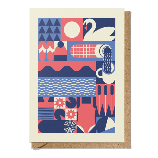 Wild Swimming Geometric Reusable Art Card