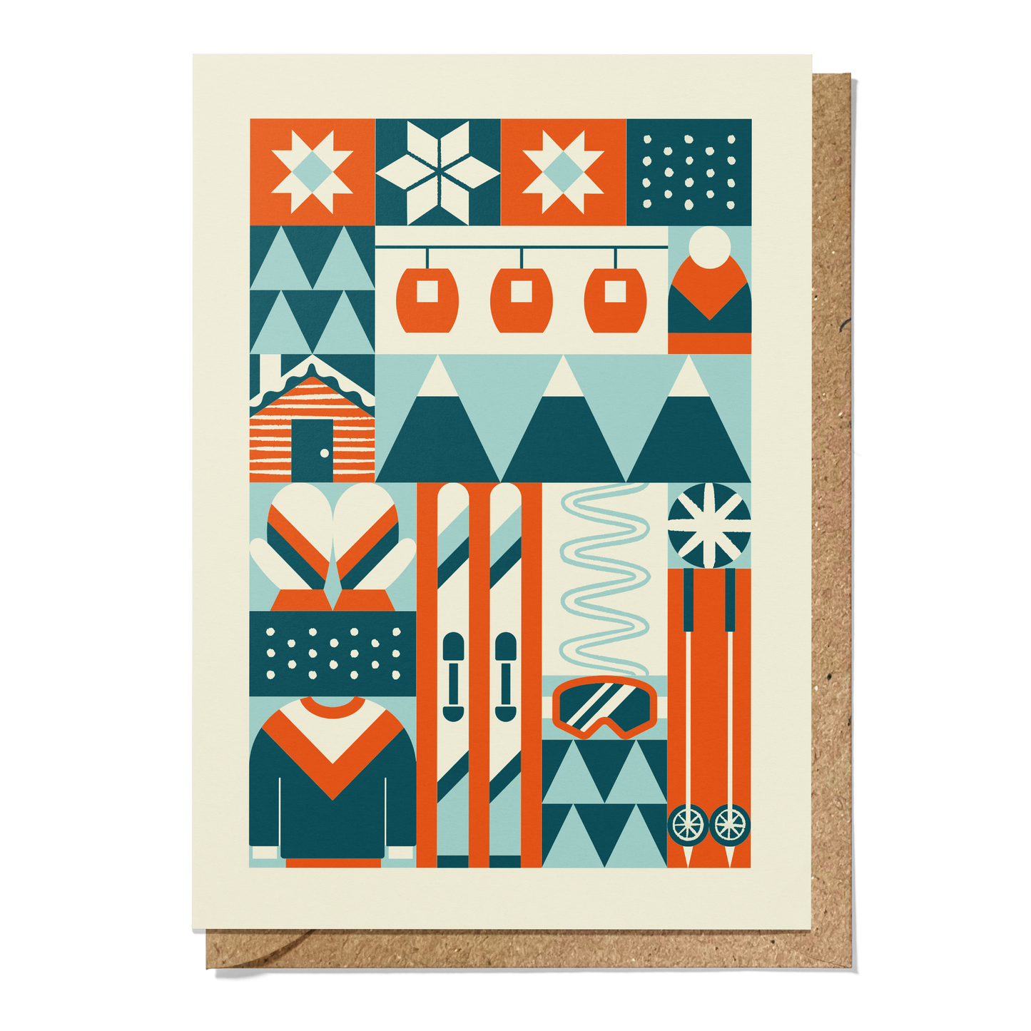 Skiing Geometric Reusable Art Card