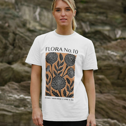 October Marigold – Unisex Birth Flora Tshirt (Colour)