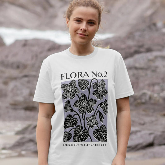 February Violet – Unisex Birth Flora Tshirt (Colour)