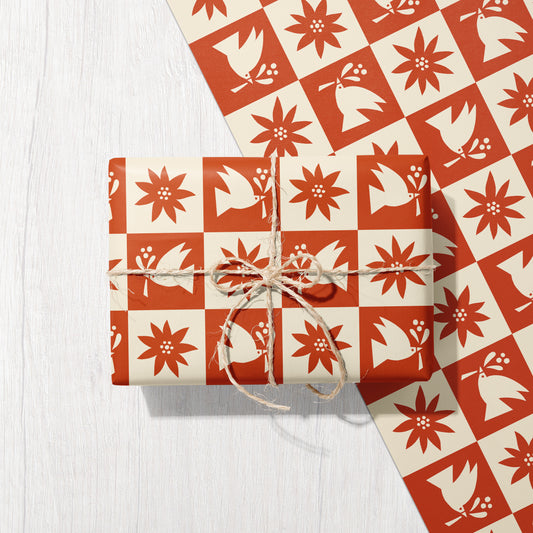 Dove Check Christmas Eco Gift Wrap