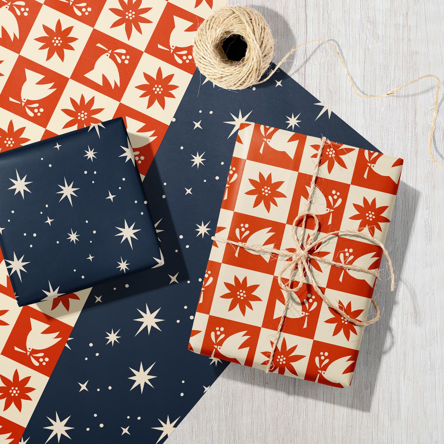 Dove Check Christmas Eco Gift Wrap