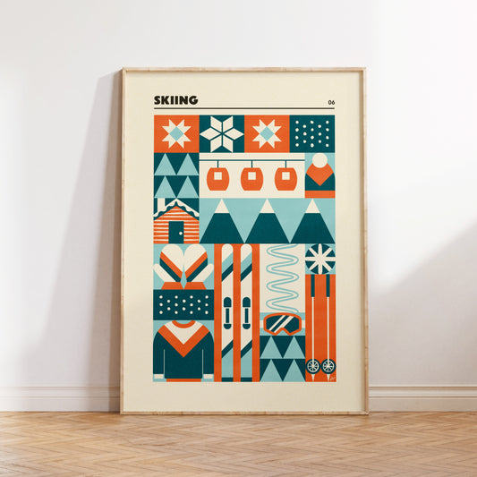 Skiing Geometric Art Print