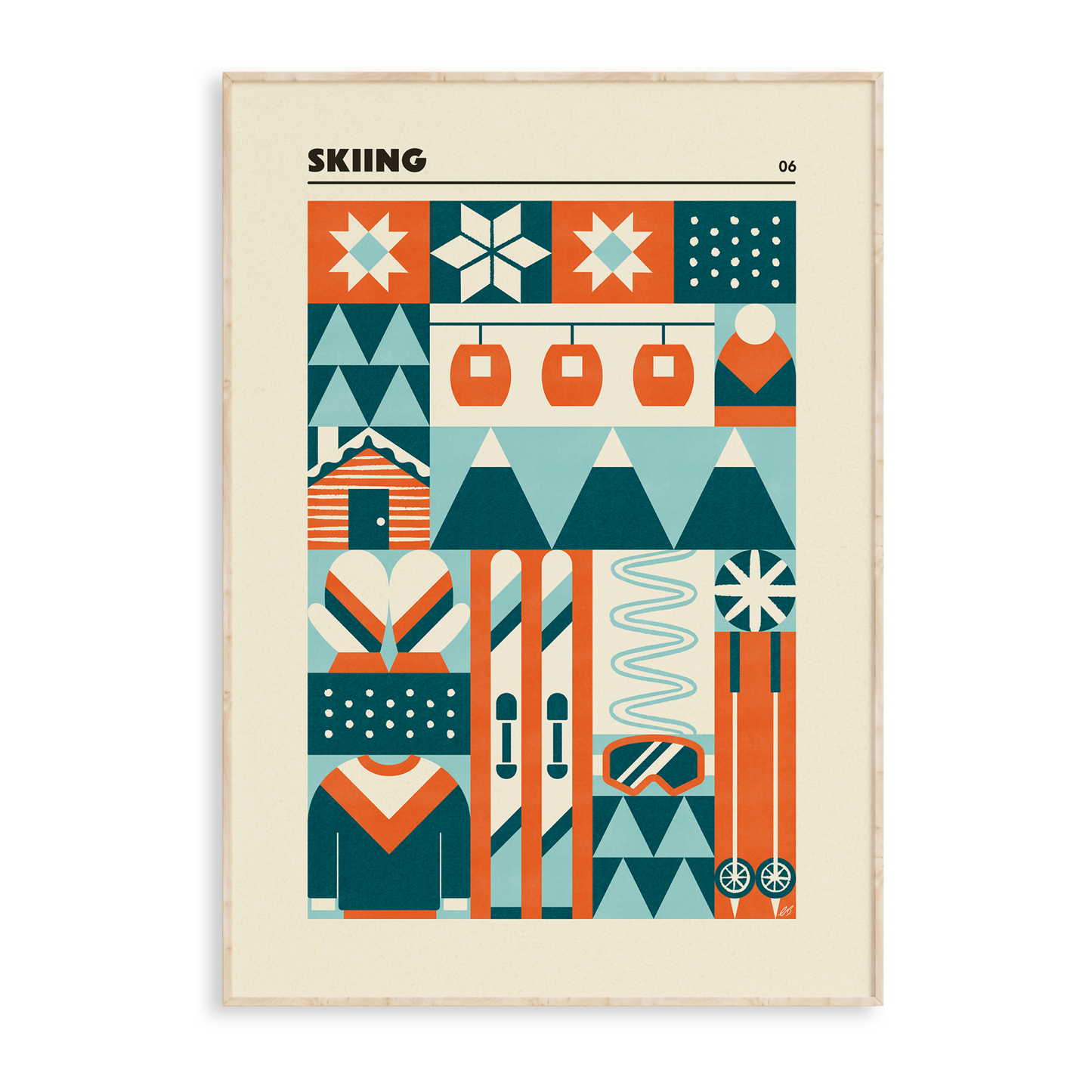 Skiing Geometric Art Print