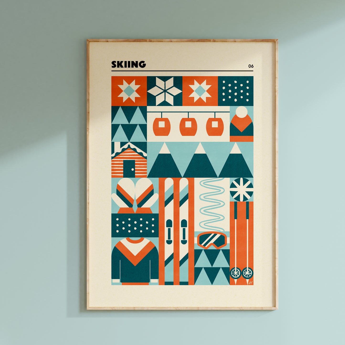 Skiing Geometric Art Print