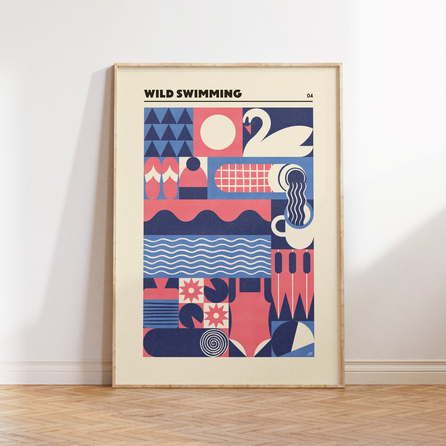 Wild Swimming Geometric Art Print