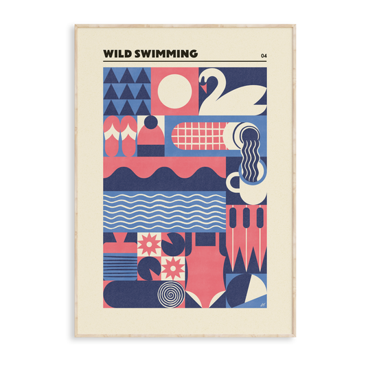 Wild Swimming Geometric Art Print