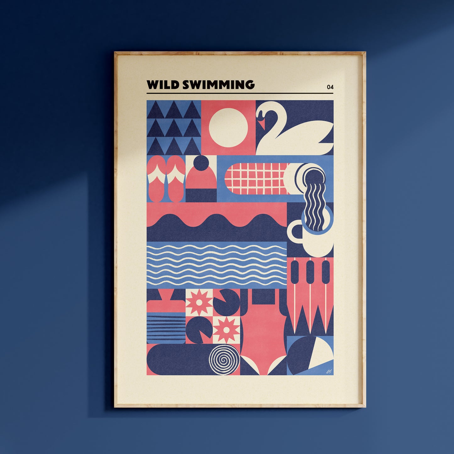 Wild Swimming Geometric Art Print