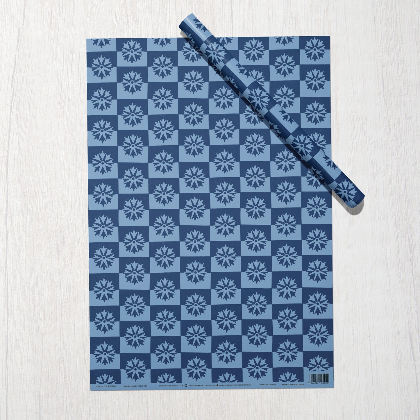 Cornflower Check Eco Gift Wrap