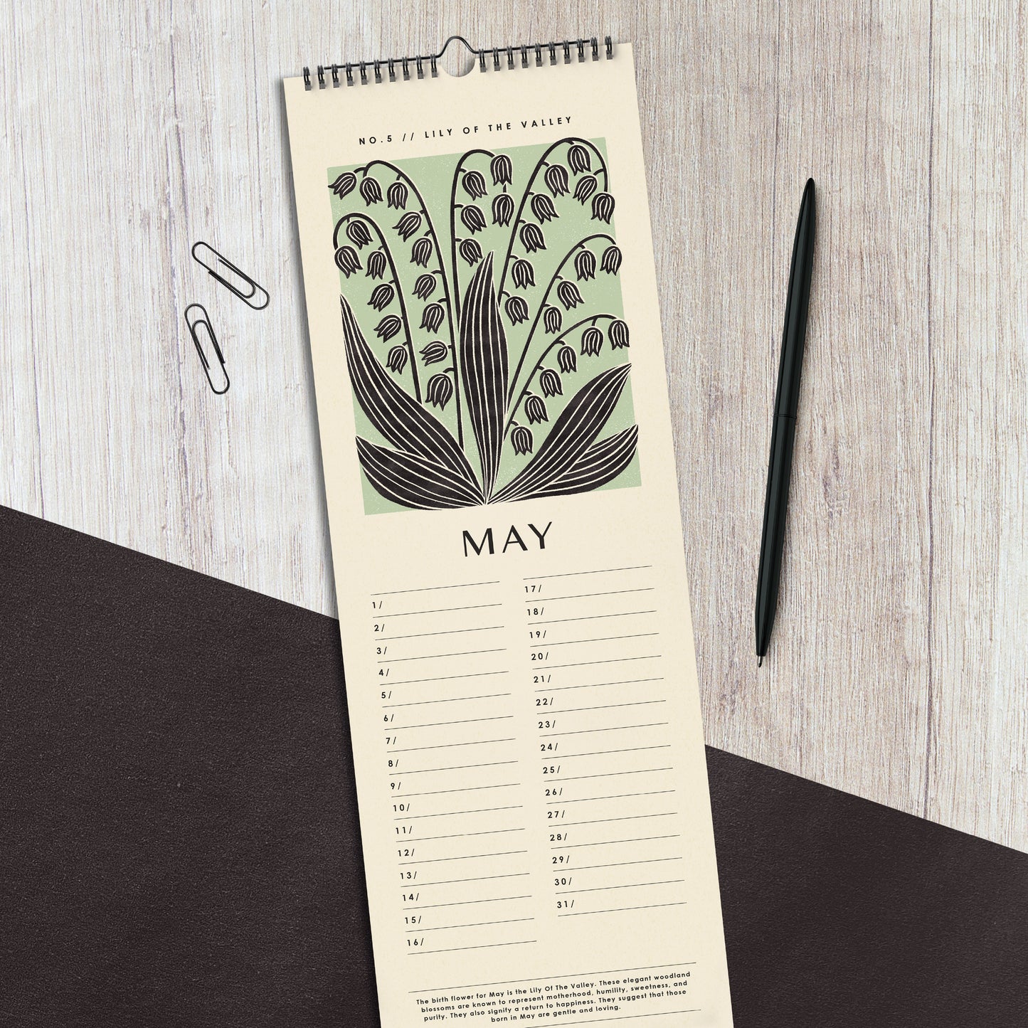 Birth Flower Perpetual Slim Wall Calendar