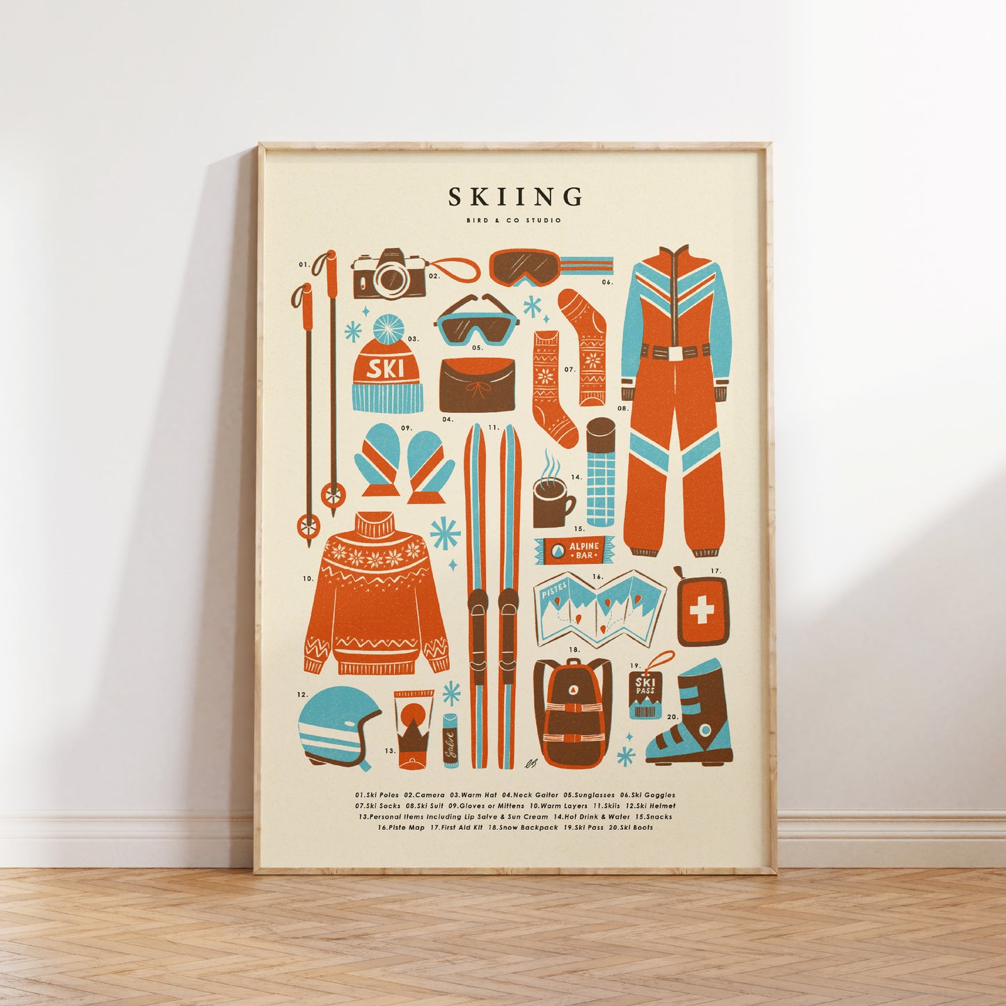 Skiing Kit Art Print