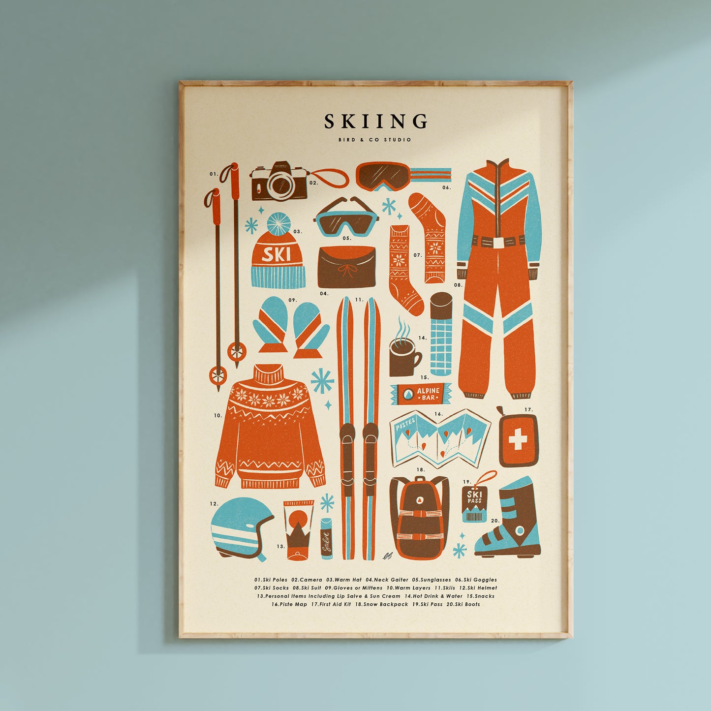 Skiing Kit Art Print