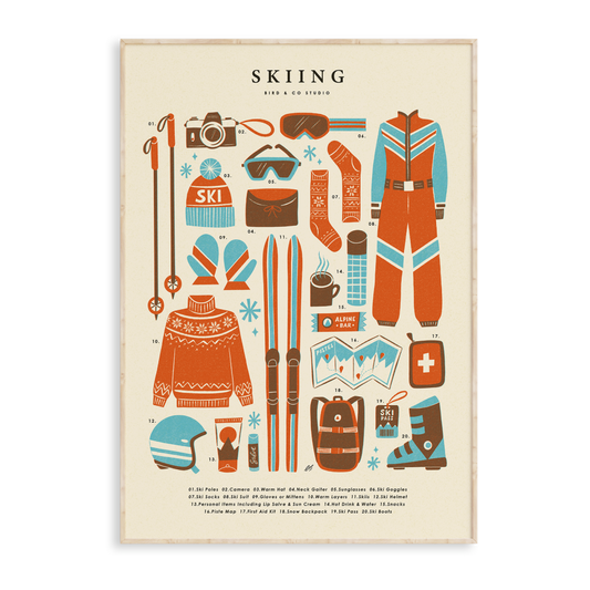 Skiing Kit Art Print