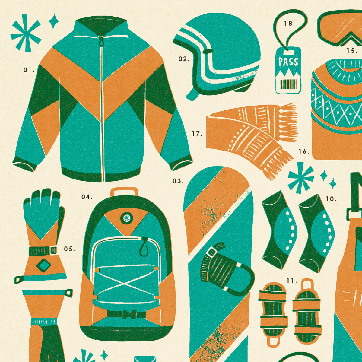 Snowboarding Kit Art Print