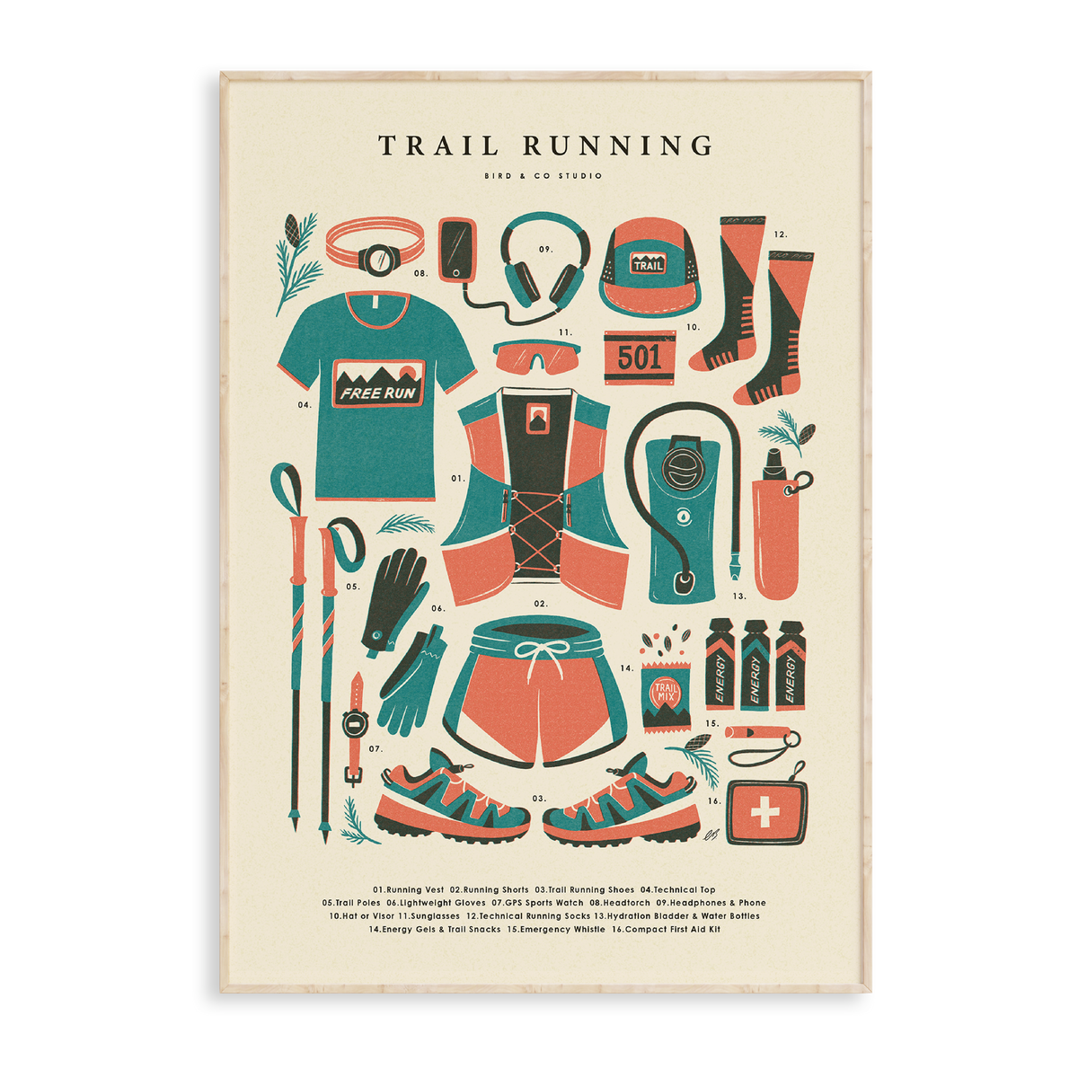 Trail Running Kit Art Print