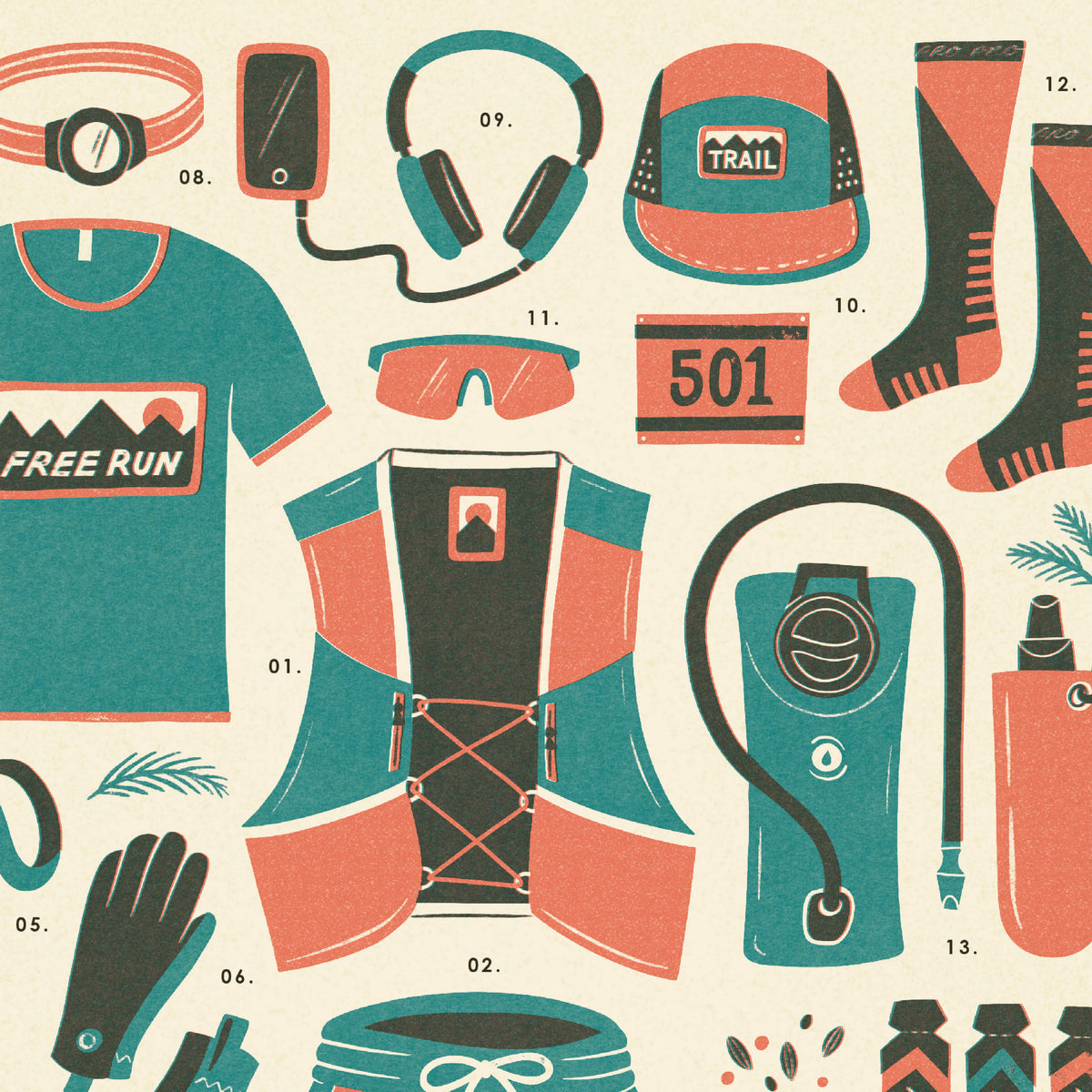 Trail Running Kit Art Print