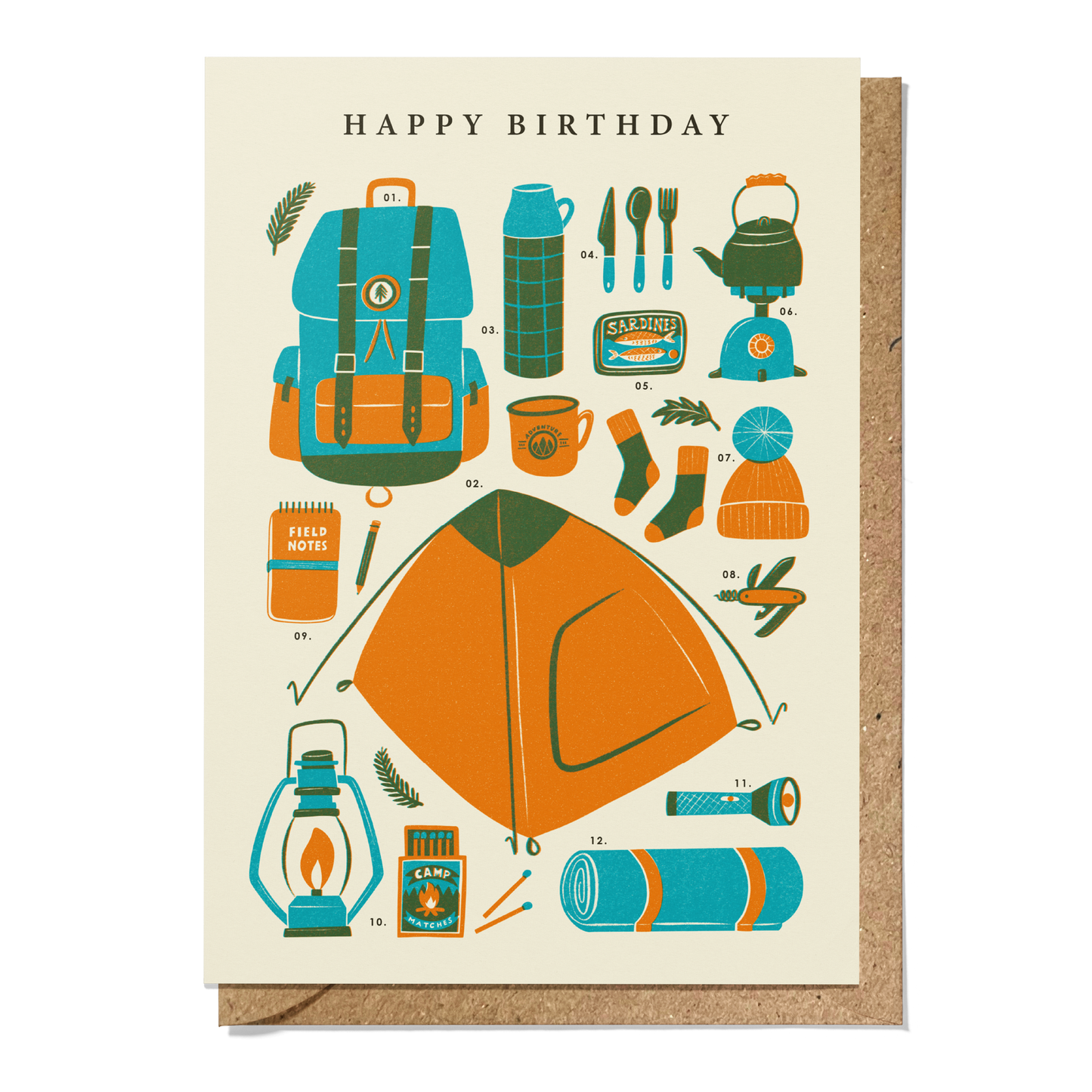 Wild Camping Kit Birthday Card